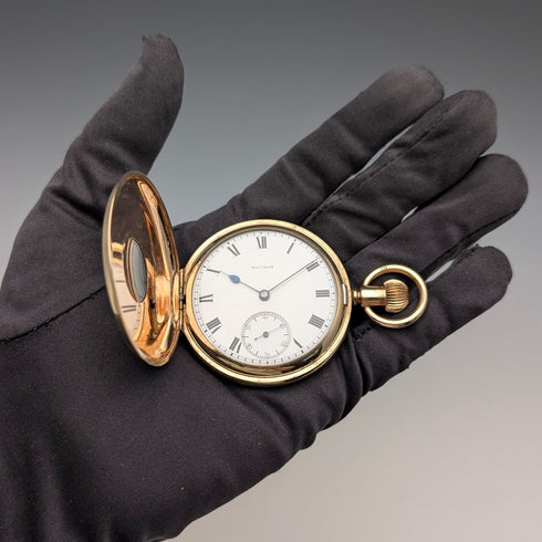 1917年左右 美國古董 Waltham 懷錶 鍍金半獵人款 已整備